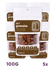 5 Paket Kakao Yer Fıstığı Glutensiz İlave Şekersiz Vegan Granola 100gr