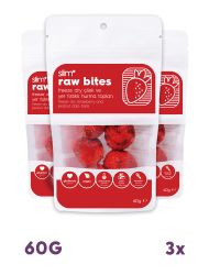 3 Paket Freeze Dry Çilek Kaplı Glutensiz Vegan Yerfıstıklı Hurma Topları Raw Bites 60gr