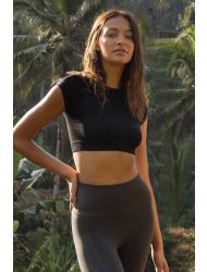 Jerf Captiva Yumuşak Dokulu & Esnek Crop Top Siyah