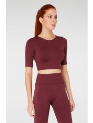 Jerf Naples Kısa Kol Crop Top Econyl Bordo