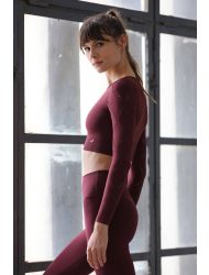 Jerf Naples Uzun Kol Crop Top Econyl Bordo